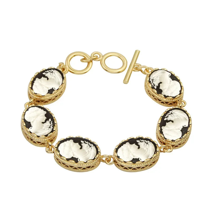 Cameo Charm Bracelet | Gold-Tone | Lady Queen