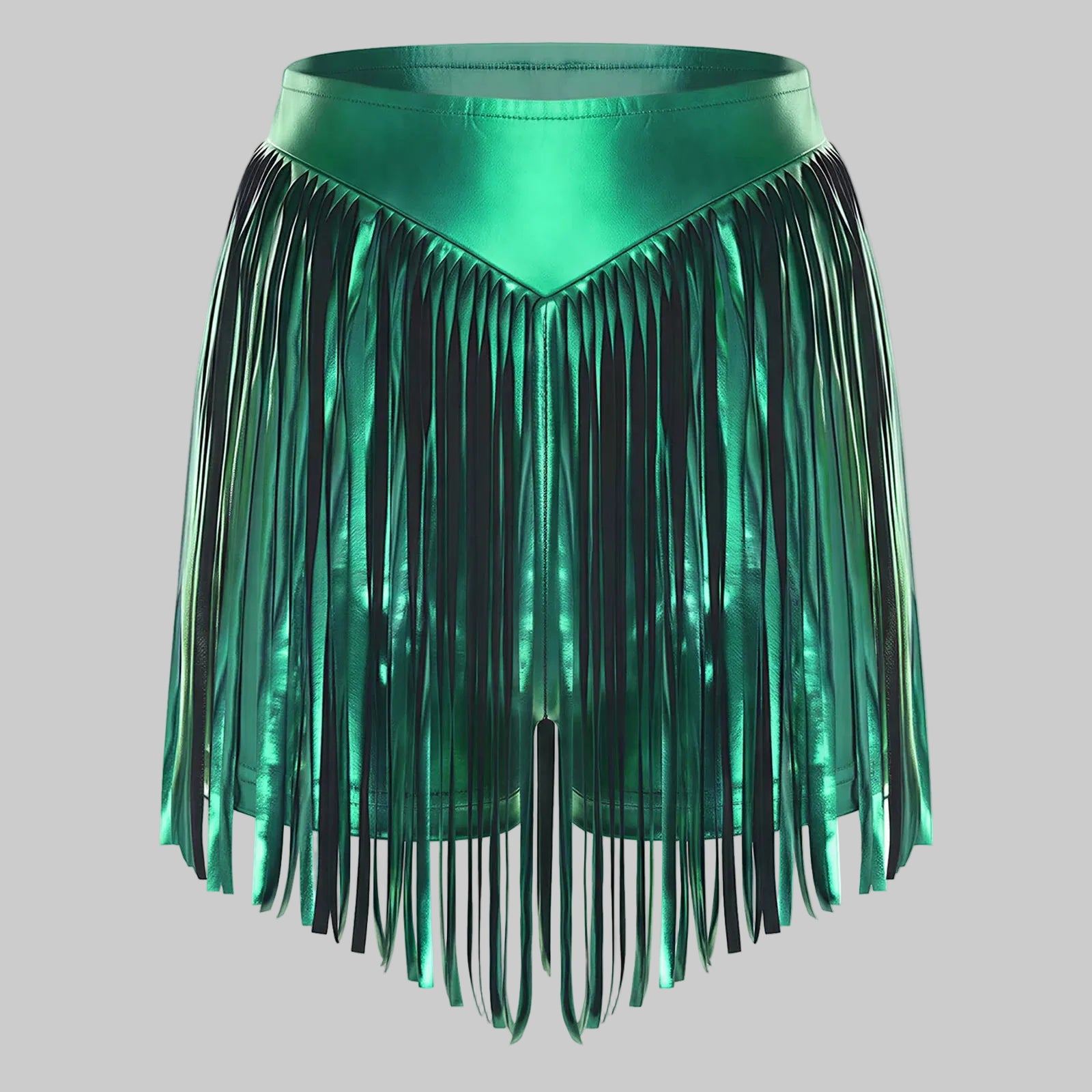 Metallic Fringe Performance Shorts - High Waist Stage Dance Hot Pants