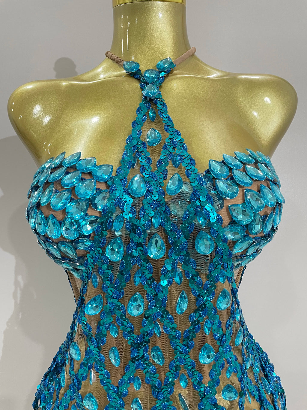 Beaded Fringe Lattice Two-Piece Set | Bra & Mini Skirt | Belly Dance