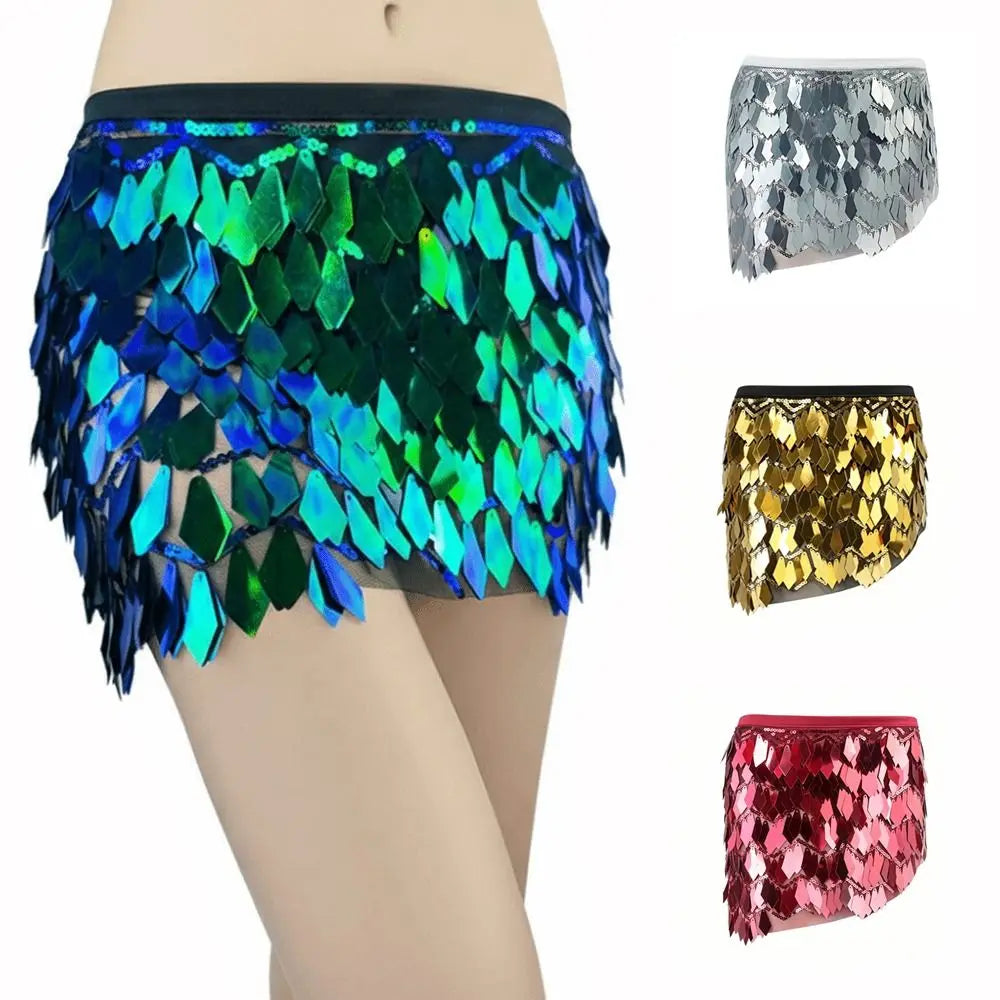 Fish Scale Paillette Wrap Mini Skirt | Holographic Sequin | Festival & Go-Go | 6 Colours