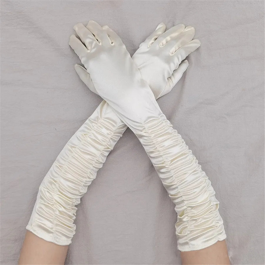 Long Satin Opera Gloves - Dance & Performance Stretch Gloves