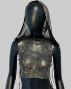 Crystal Mesh Hooded Tank Top - Sheer Performance Cami