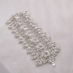 Rhinestone Bangle Bracelet | Crystal Wide Cuff | 3"
