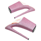 26CM Platform Sandals - Holographic Glitter Extreme High Heel Pole Dance Shoes