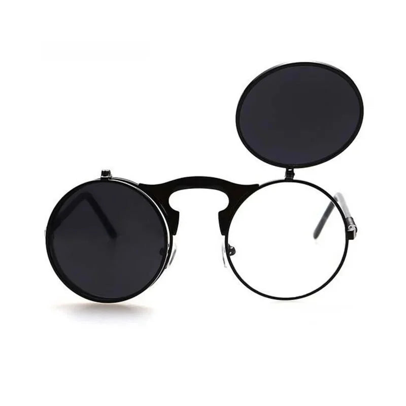 Steampunk Flip Sunglasses | Round Metal Frame | Unisex
