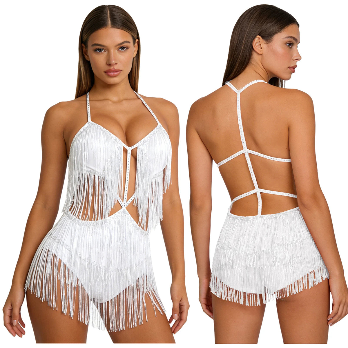 Starlight Tassel Sequin Latin Dance Bodysuit