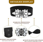 Rhinestone Flower Wide Elastic Belt | Stage & Dressy
