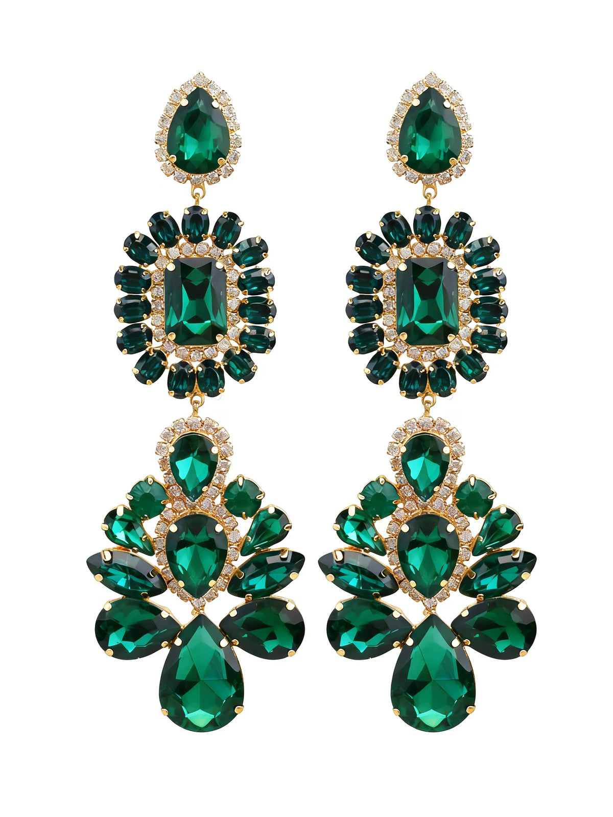 Rhinestone Water Drop Earrings | Clip or Pin