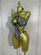 Crystal Diamond Cut-Out Bodysuit | Handmade | XS–L