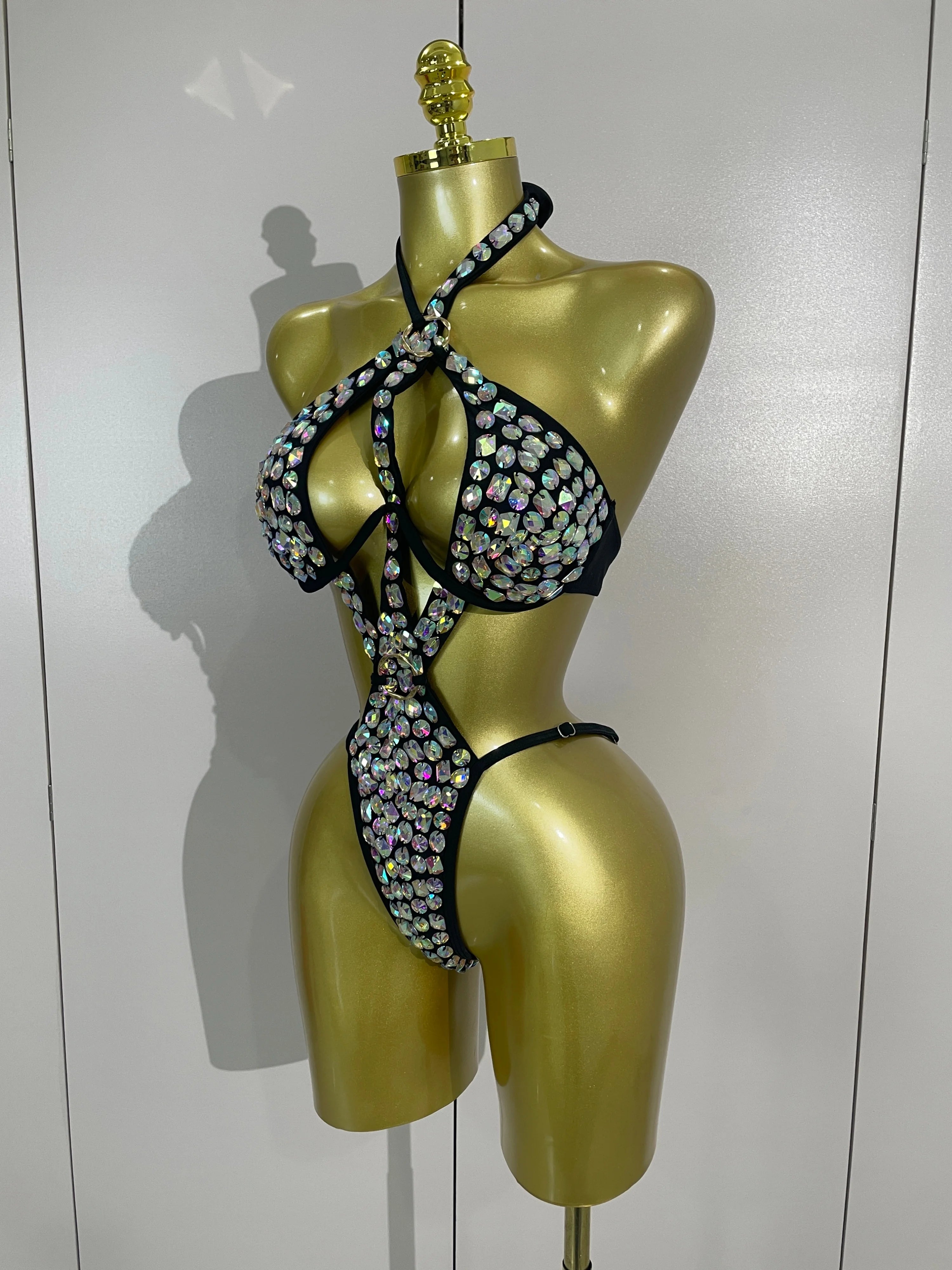 Crystal Diamond Cut-Out Bodysuit | Handmade | XS–L