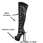 Platform OTK Stiletto Boots | Chain Detail | Black, White & Rose