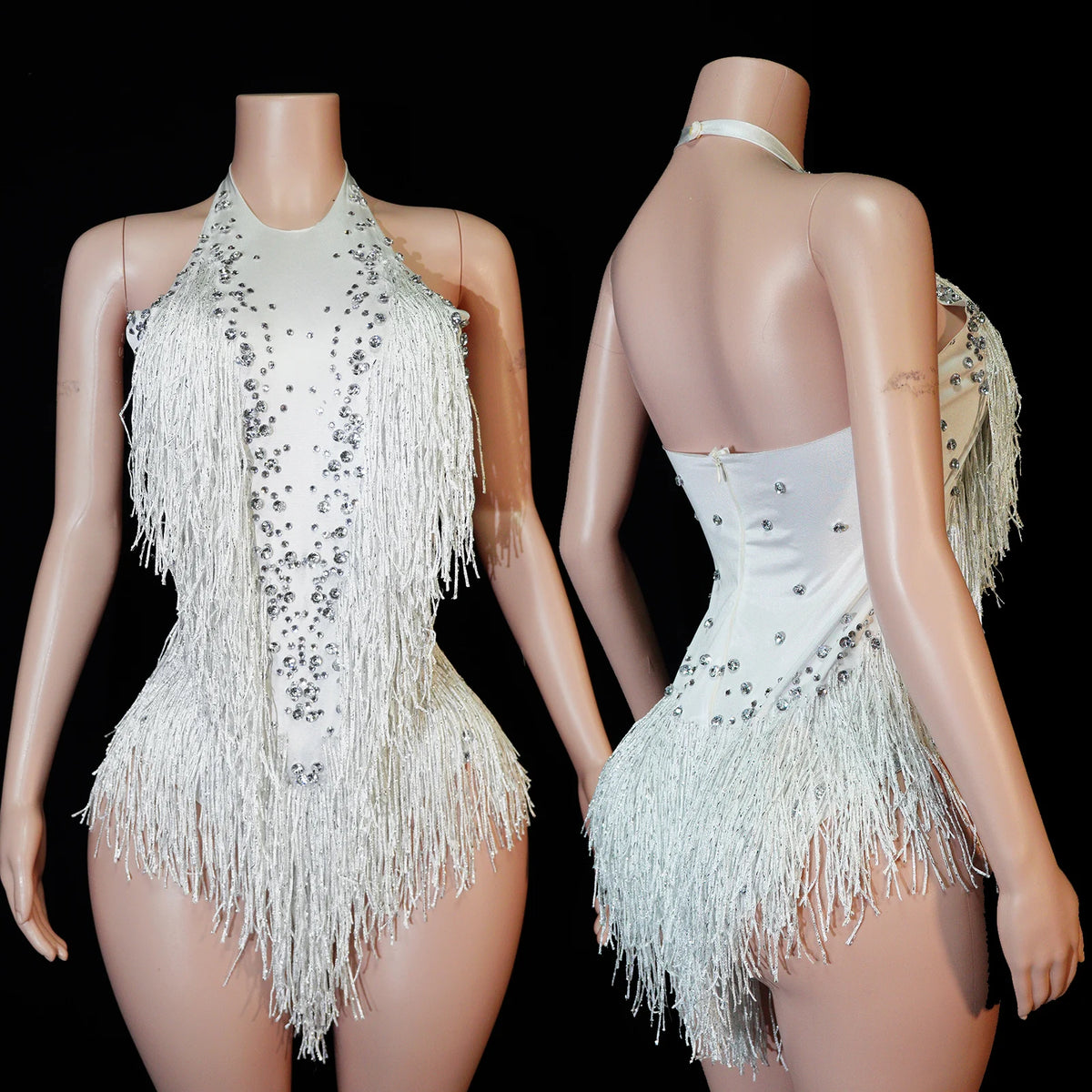 Stage Bodysuit | Rhinestone Fringe