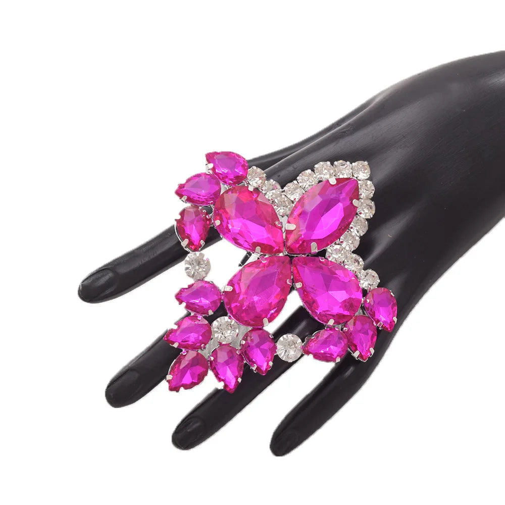 Oversized Rhinestone Cocktail Ring | Adjustable | 8 Colors