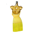 Yellow Latin Dance Dress with Fringe Details