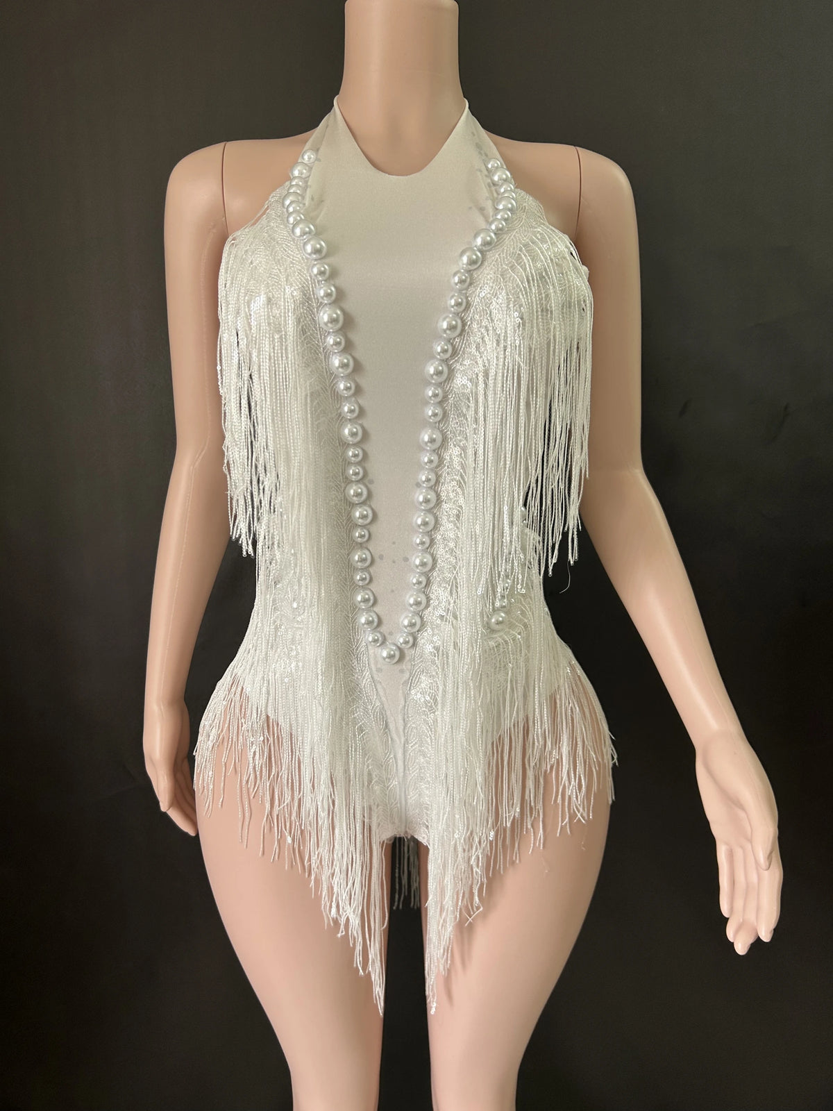 Rhinestone Sequin Feather Tassel Leotard | Stage & Dance