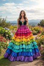 Rainbow Tiered Skirt | Floor-Length A-Line