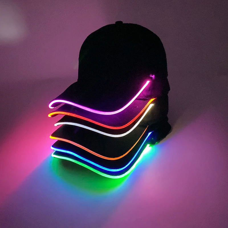 LED EL Wire Baseball Cap | Light-Up Rave Festival Hat