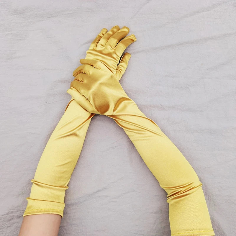 Elbow-Length Satin Gloves | Stagewear