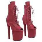 8-Inch Suede Open-Toe Platform Boots