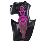 Rhinestone Tassel Drop Earrings | Jumbo 22CM | Statement