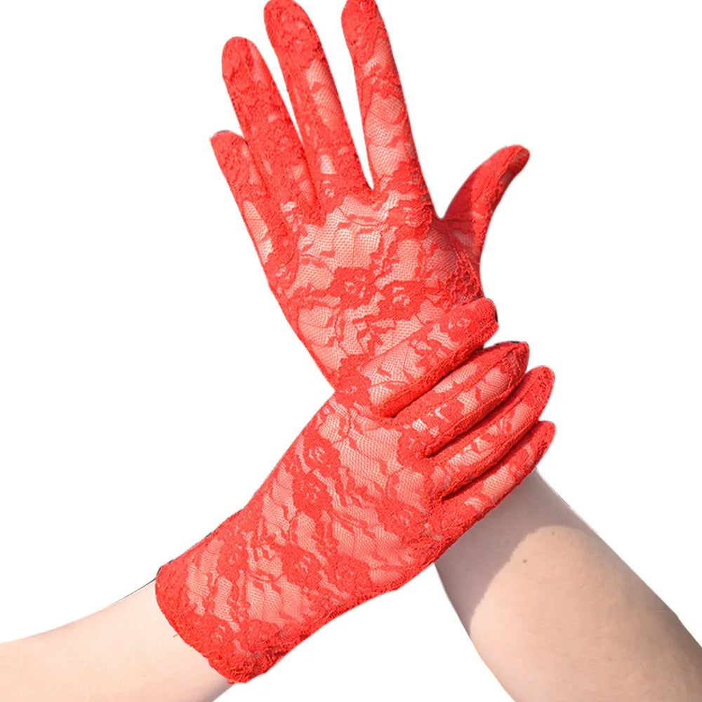 Sheer Lace Wrist Gloves | Floral | 2 Lengths | 10+ Colors