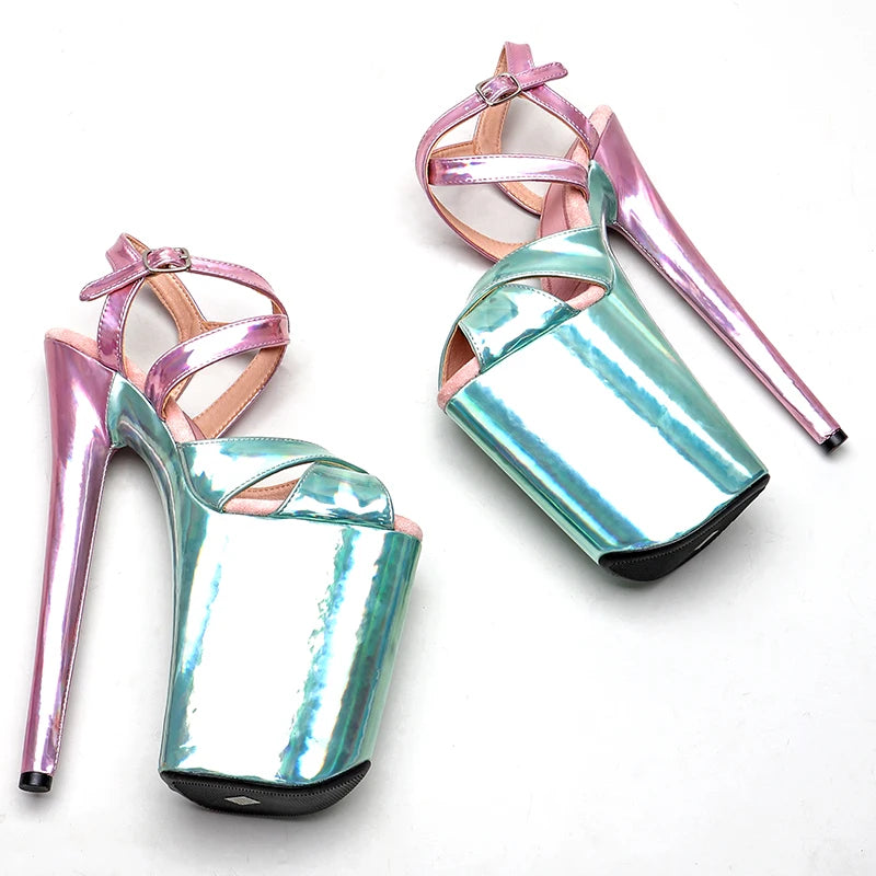 9-Inch Two-Tone Platform Sandals - Slip-On Heels