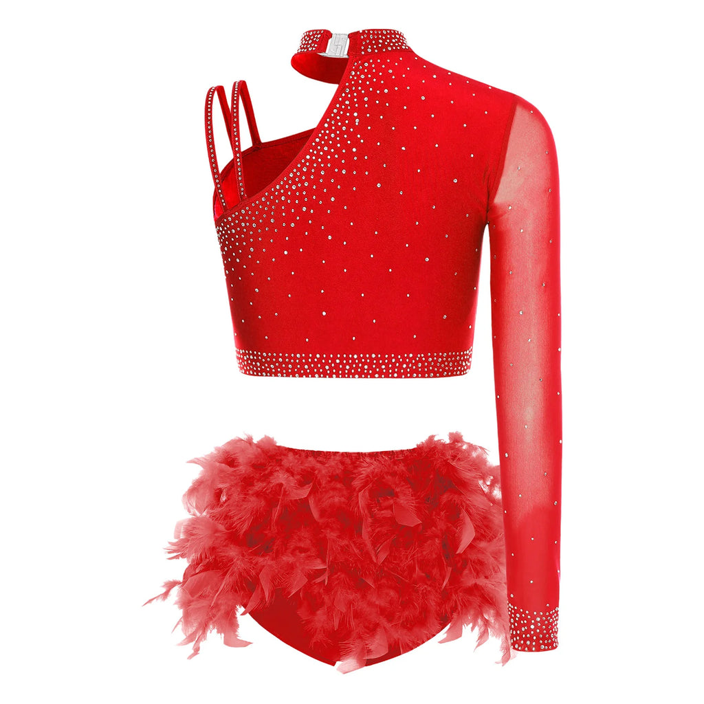 Latin Dance Set | Rhinestones & Faux Feathers