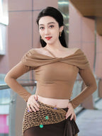 Belly Dance Training Set | 2-Piece | Long Sleeve & Bodycon Skirt