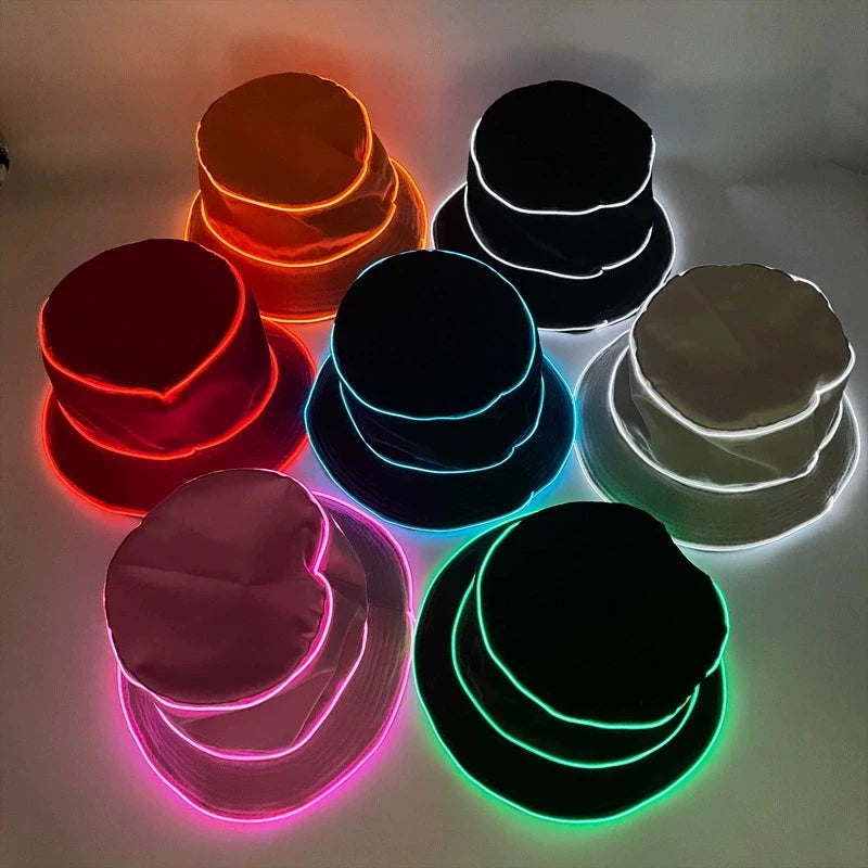 LED EL Wire Glow Bucket Hat | 7 Colors