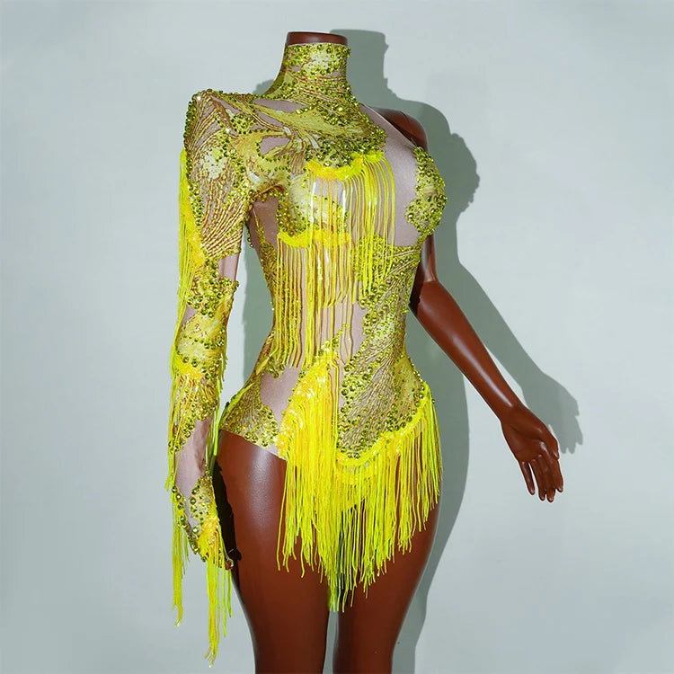 Luxe Rhythm Fringe & Rhinestone Performance Set — Multi‑Color Variants (One Size Fits S–XL)