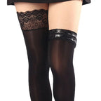 Shiny Lace‑Top Thigh‑High Stockings