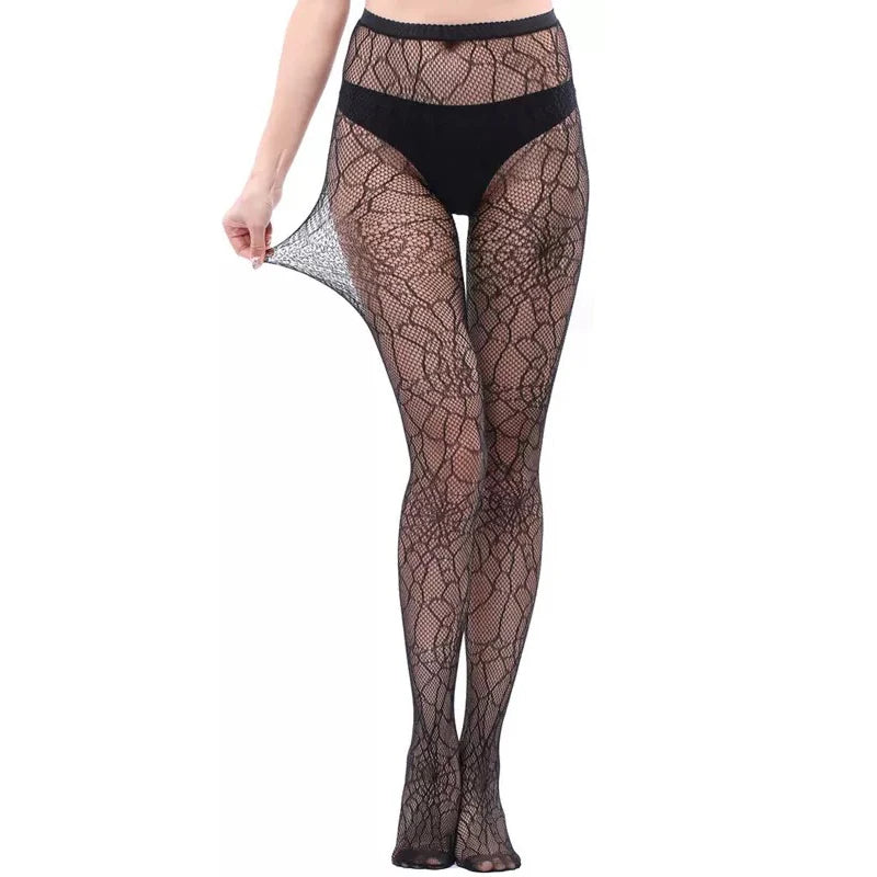 Jacquard Lace Fishnet Tights | Gothic Pantyhose | One Size