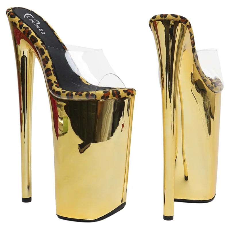 26CM Clear Platform Pole Dance Heels - Transparent High Heel Exotic Dancer Sandals