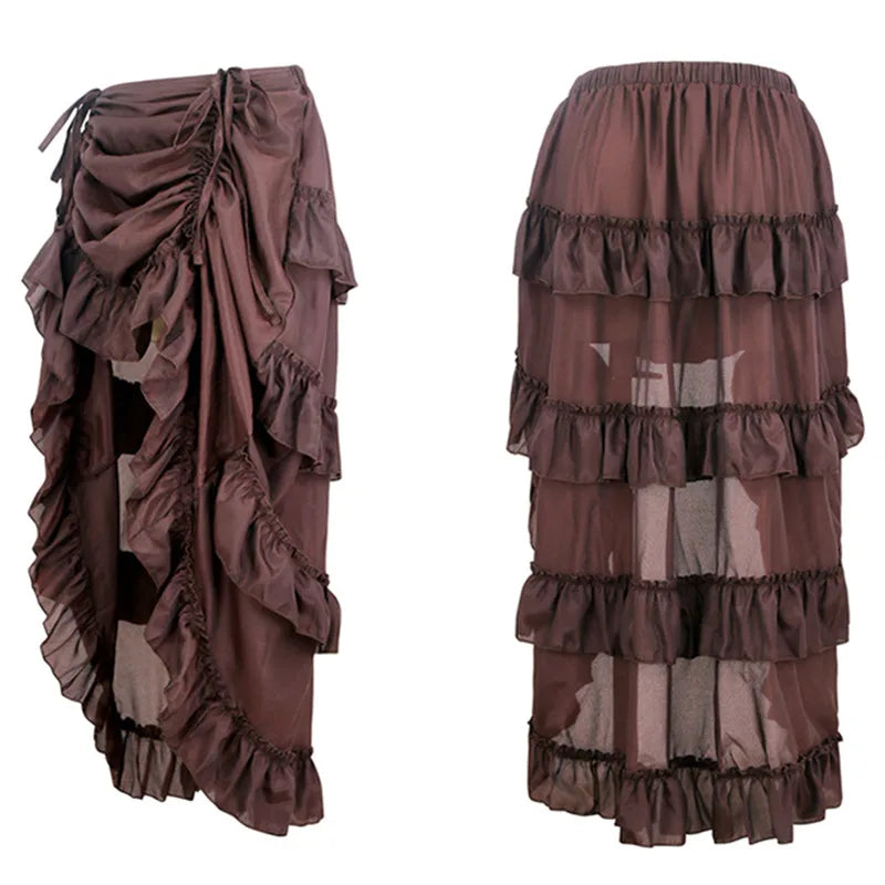 Victorian Gothic High-Low Ruffle Skirt | S–6XL | 3 Colors