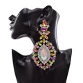 Oversized Crystal Drop Earrings | Clip-On | 13.8cm