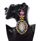 Oversized Crystal Drop Earrings | Clip-On | 13.8cm
