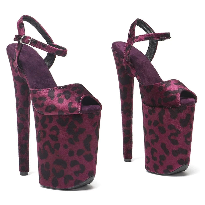 23cm Leopard Platform Sandals - Fashion High Heel Dance Shoes