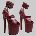 8-Inch Snakeskin Open Toe Platform Heels - Exotic Pole Dance Sandals