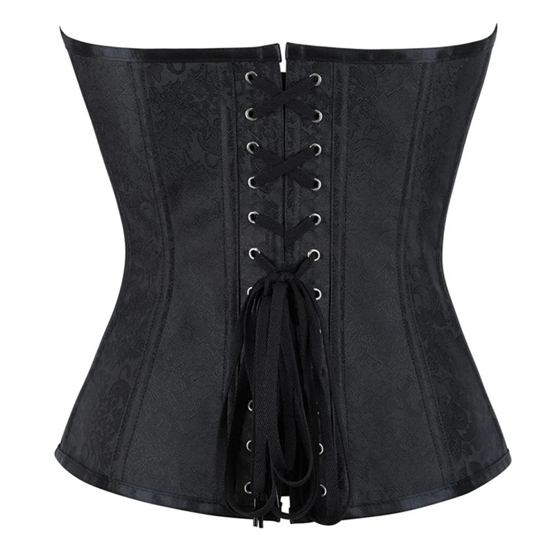 Steampunk Overbust Corset | Vintage Print | Gothic Lace-Up