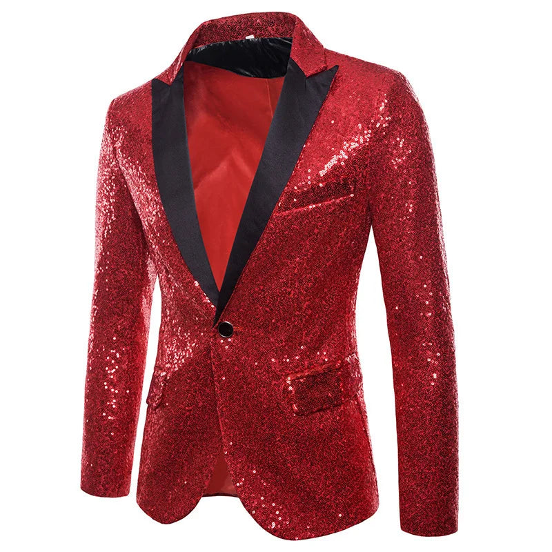 Men's Sequin Blazer | Shawl Collar | Stage & Performance | 14 Colors