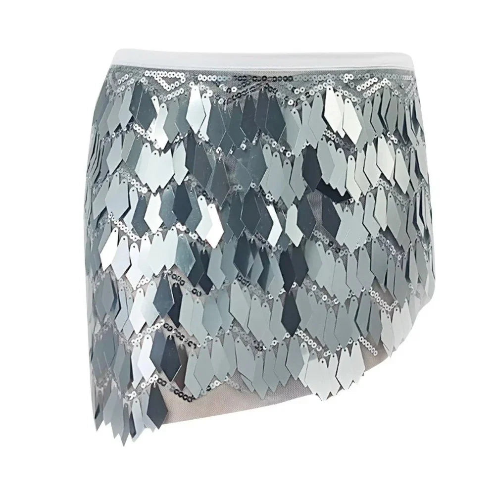 Fish Scale Paillette Wrap Mini Skirt | Holographic Sequin | Festival & Go-Go | 6 Colours