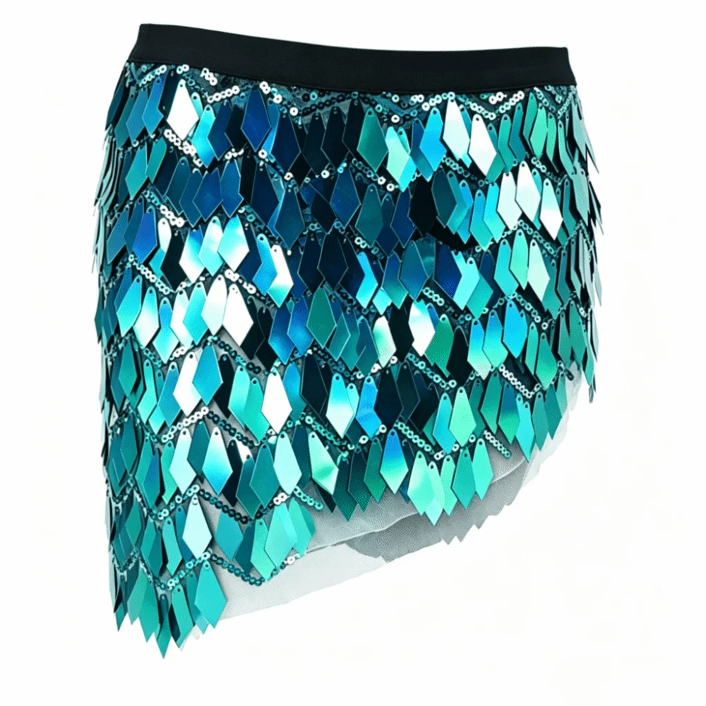 Fish Scale Paillette Wrap Mini Skirt | Holographic Sequin | Festival & Go-Go | 6 Colours