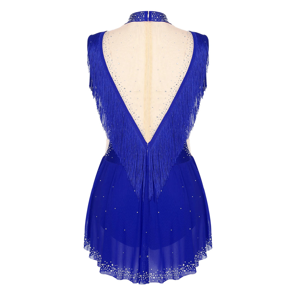 Dance Leotard | Rhinestone Fringe & Mesh