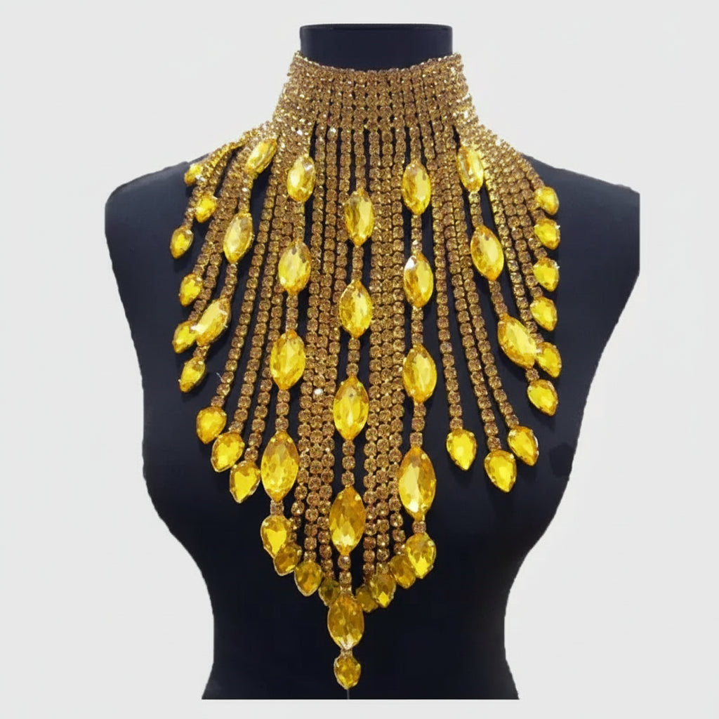 Crystal AB Tassel Necklace - Stunning Long Irregular Rhinestone Choker for Stage & Wedding