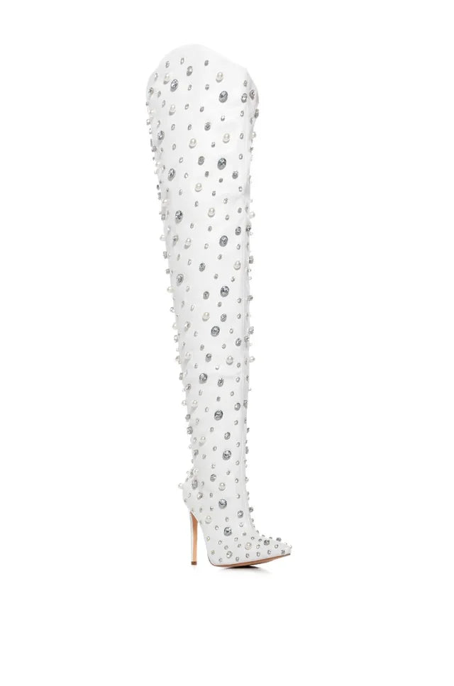 Crystal Embellished Over-the-Knee Boots | 10/12cm Heel