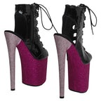 8-Inch Glitter Ankle Boots - Lace-Up Dance Boots