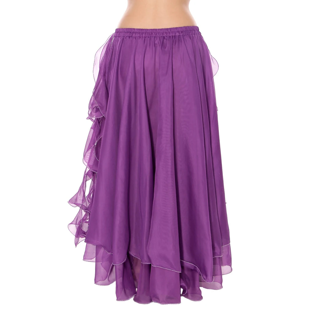 Belly Dance Chiffon Skirt | Ruffle Trim | Side Slit | 13 Colors