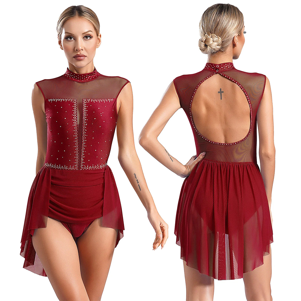 Lyrical Dance Dress | Rhinestone Mesh Skirt