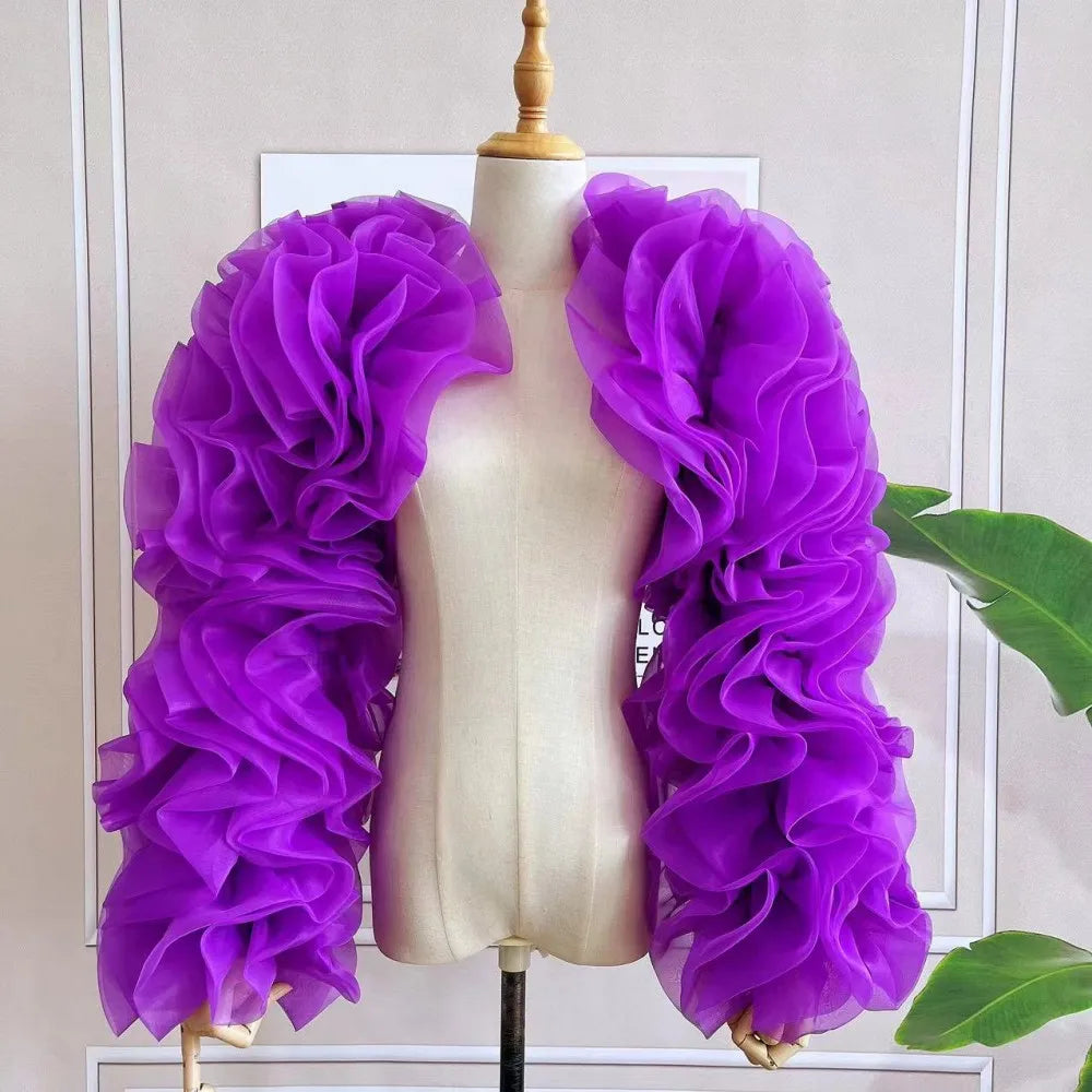 Ruffled Organza Bolero | Puff Sleeve Jacket | Pageant & Formal
