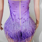 Stage Bodysuit | Rhinestone Fringe